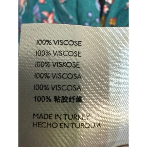 Anthropologie A+ Floral Print V Neck Mini Dress Green Red Boho Cottagecore - Picture 5 of 8